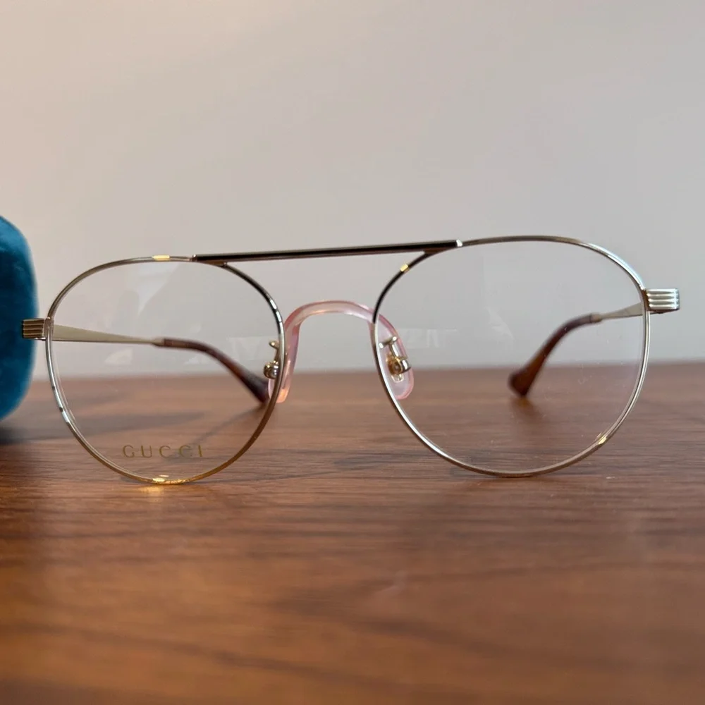 NEW GUCCI GG07440 Aviator Glasses - Size: 53-19-145 - Gold 002